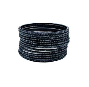 Dark Grey Color kids plain Shiny Metal bangles (2 dozen in one pack)
