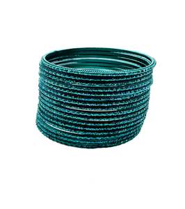Teal Color kids plain Shiny Metal bangles (2 dozen in one pack)