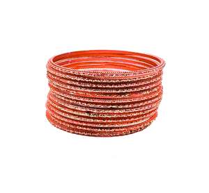 Dark Peach Color kids plain Shiny Metal bangles (2 dozen in one pack)