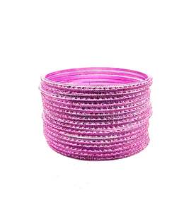 Bubblegum Pink Color kids plain Shiny Metal bangles (2 dozen in one pack)
