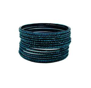 Peacock Blue Color kids plain Shiny Metal bangles (2 dozen in one pack)