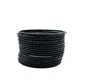 Black Color kids plain Shiny Metal bangles (2 dozen in one pack)