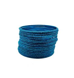 Kid S Bangles: Firozi Color kids plain Shiny Metal bangles (2 dozen in one pack)