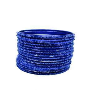 Kid S Bangles: Royal Blue color kids plain Shiny Metal bangles (2 dozen in one pack)