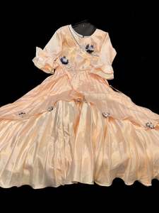 Rosegold colour silk based stone work beautiful gown