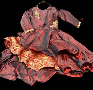 Kids Gowns Kameez: Dark maroon colour silk based beautiful flared gown