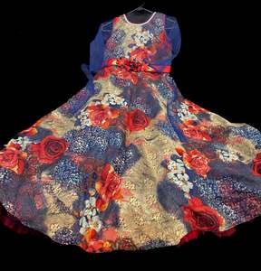 Kids Gowns Kameez: Nevi blue colour meeting based Miss floral print beautiful gown
