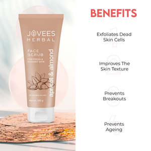 Face Scrub Gel: Jovees Apricot & Almond Face Scrub Infused With Wheatgerm Oil Glowing Skin | Helps In Removing Dead Skin Cells | Good For Dry Skin | Prevents Pigmentation