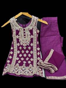 (Video clip attached) Purple Wine color Pure and soft georgette based mirrors & &hellip;