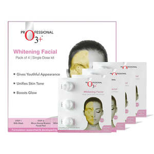 Facial Kits: O3+ Whitening Facial Kit With Brightening & Whitening Peel Off Power Mask Whitening Facial Kit Pack of 4 for Dull Skin (180gm)