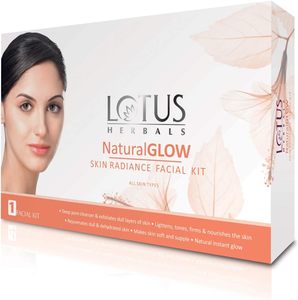 Facial Kits: Lotus Herbals Natural Glow Skin Radiance 4 in 1 Facial Kit | Deep Pore Cleansing | Skin Lightening & Hydrating | 200g