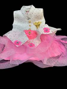 Girls Frocks: Kids netting based shiny frock