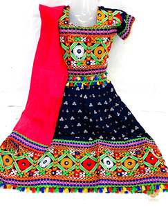 Kids Chaniya Choli Garba Dress: Nevi Blue Colour rayon based beautiful embroidered chaniya choli