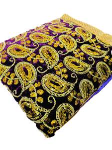 Velvet Based heavy Embroidery Work with sequined design work Rumala Sahib Double&hellip;