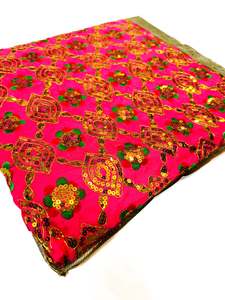 Rumala Sahib: Silk Based heavy Embroidery Work with sequined design work Rumala Sahib Double Set With Palkan