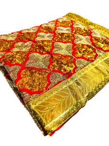 Silk Based heavy sequined Embroidery Work work Rumala Sahib Double Set With Palkan