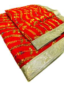 Silk Based heavy Embroidery Work work Rumala Sahib Double Set With Palkan