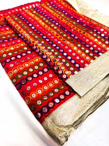 Rumala Sahib: Silk Based Embroidery Work with big sequined work Rumala Sahib Double Set With Palkan