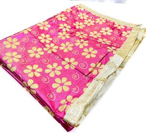 Rumala Sahib: Shimmer Based floral print work Rumala Sahib Double Set With Palkan