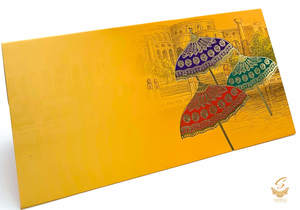 Shagun Envelope: Mango yellow colour mahal design Shagun Envelope