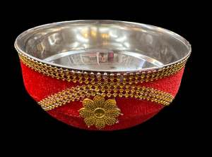 Decorated Thali: Stone work with embroidery work & Lace work beautiful Decorated Shagun Katori/Bowl
