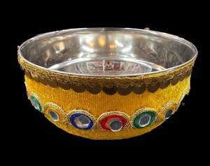 Decorated Thali: Stone work with embroidery work & Lace work beautiful Decorated Shagun Katori/Bowl