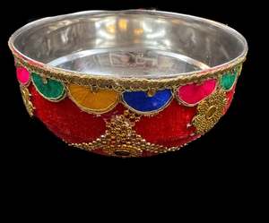 Stone work with embroidery work & Lace work beautiful Decorated Shagun Katori/Bowl