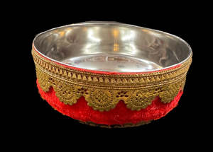 Decorated Thali: Stone work with embroidery work & Lace work beautiful Decorated Shagun Katori/Bowl