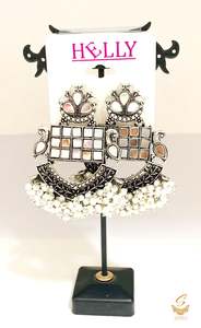 Beautiful Oxidised earrings with mirrors
