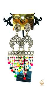 Oxidised Jwellery: Beautiful Oxidised multicoloured pearls Earrings
