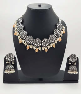 latest Oxidised look Necklace With Kundan Stones