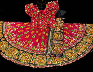 Multicoloured bigger flared Chaniya with blouse (size 40) and dupatta