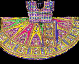 Multicoloured bigger flared Chaniya with blouse (size 44) and dupatta