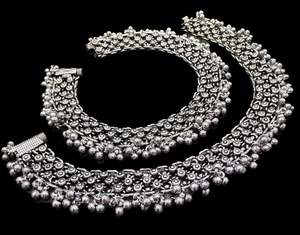 Oxidised Earrings Jhumka: Heavy work oxidised anklets