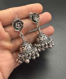 Oxidised Earrings Jhumka: Beautiful oxidised small jhumka