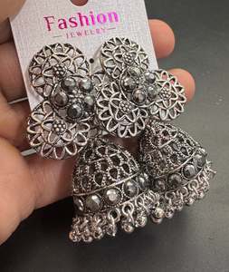 Oxidised Earrings Jhumka: Beautiful oxidised bigger jhumka