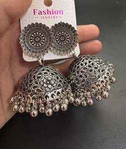 Oxidised Earrings Jhumka: Beautiful oxidised bigger jhumka