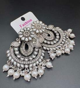 Oxidised Earrings Jhumka: Beautiful oxidised earrings with stones & pearls
