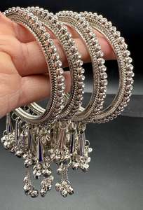 Jerkan stone work design oxidised bangles with latkan with Ghnghroo set (price p&hellip;