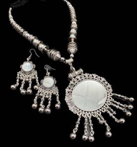 Oxidised Necklace: Beautiful work oxidised necklace with earrings