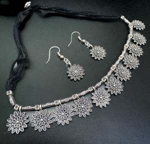 Beautiful work oxidised necklace with earrings