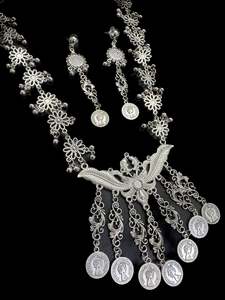 Oxidised Necklace: Beautiful work oxidised necklace with earrings