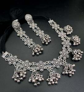 Beautiful work oxidised heavy necklace with earrings