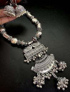 Beautiful work oxidised necklace with earrings