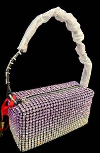 Crystals Handwork designer hand bag with handle to carry with chain inside the c&hellip;