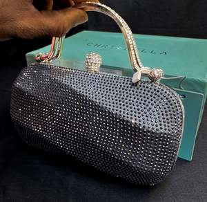 Crystals Handwork designer hand bag with handle to carry with chain inside the c&hellip;