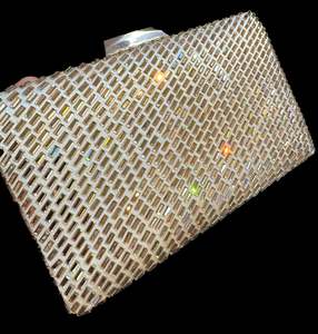 Stone work Handwork designer clutch bag with handle to carry with chain inside t&hellip;