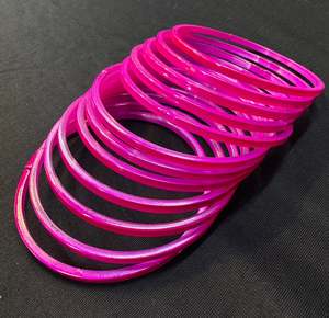 Bangles: Hot Pink Color Plain Glass bangles 1 dozen in one pack (price per pack)