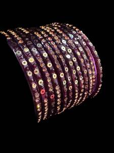 Wine color with stone work beautiful Glass Bangles (1 Dozen in 1 pack ) Price per pack