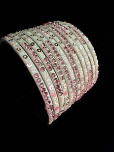 Pastel Mint color with stone work beautiful Glass Bangles (1 Dozen in 1 pack ) P&hellip;